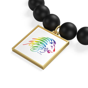 Rainbow Lion Matte Onyx Bracelet