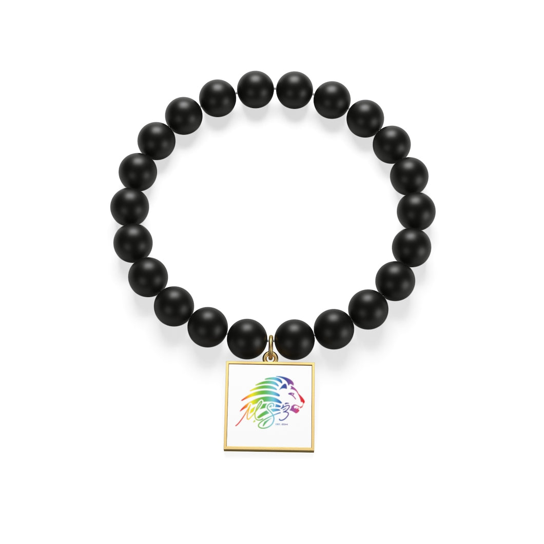 Rainbow Lion Matte Onyx Bracelet