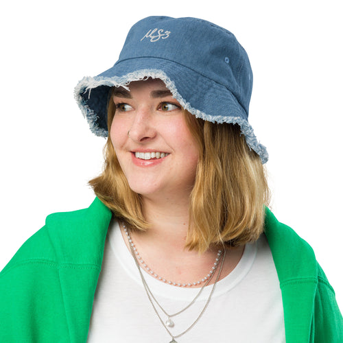 Distressed MS3 Denim Bucket Hat