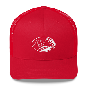 White Oval Lion Trucker Kap