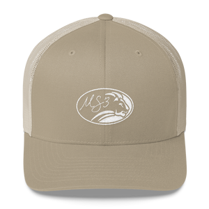 White Oval Lion Trucker Kap