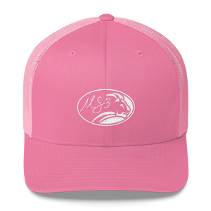 White Oval Lion Trucker Kap