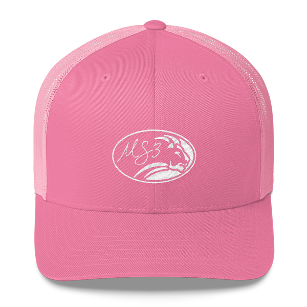 White Oval Lion Trucker Kap