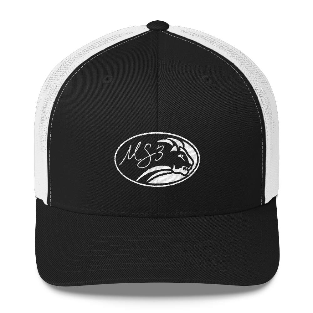 White Oval Lion Trucker Kap